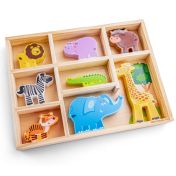 New Classic Toys - Комплект за игра с дървени фигурки - Диви животни 