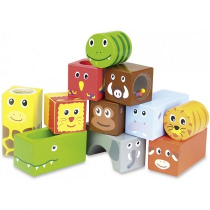 Vilac - детски дървени музикални кубчета, животни