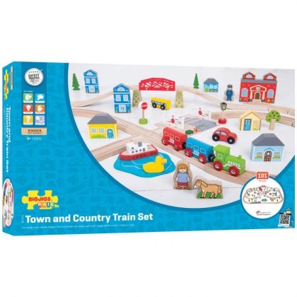 Bigjigs, Дървен влак, с релси, градски, селски, дървено влакче, играчка, играчки, игри, игра
