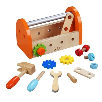 classic world, дървена, кутия, с, инструменти, игра, игри, играчка, играчки