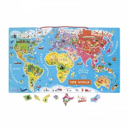 janod, магнитна, игра, карта, на света, континенти, магнити, магнитен, пъзел, игри, играчки