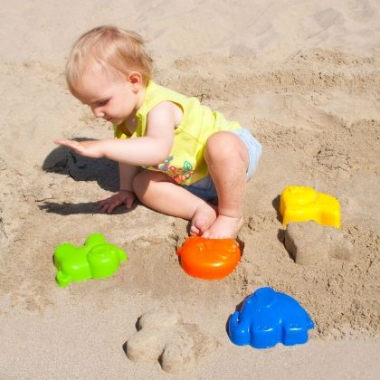 bigjigs, комплект, формички, пясък, формички за пясък, фигурки, животни, играчки за навън, плаж, игри на плажа, игра, игри, играчка, играчки