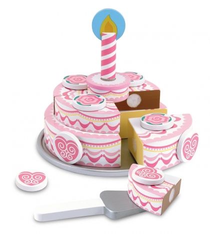 melissa & doug, дървена торта за рожден ден, торта, двуетажна торта, дървена торта, рожден ден, свещичка, игра, игри, играчка, играчки