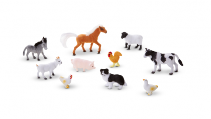 Melissa and Doug, комплект, с фигурки, животните от фермата, ферма, кон, кокошка, прасе, пате, крава, магаре, коза, петел, овца, куче, игра, игри, играчка, играчки
