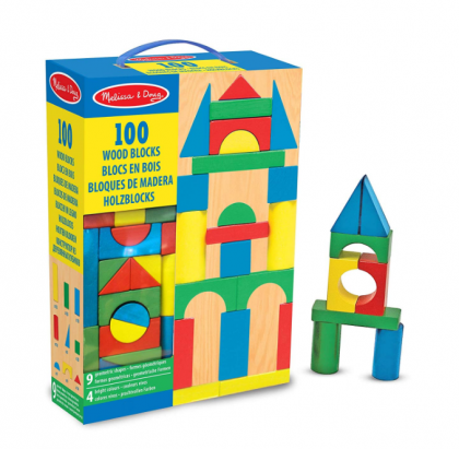 melissa & doug, дървени многоцветни блокчета, 100 части, конструктор, дървен конструктор, многоцветен конструктор, дървени блокчета,