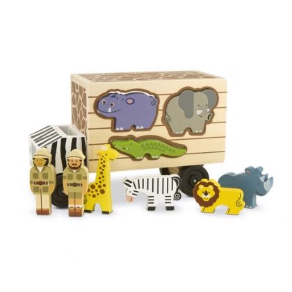 melissa & doug, Дървено камионче-сортер, Сафари, дървено камионче, сортер, диви животни, животни, дървен камион, дървена играчка, игра, игри, играчка, играчки