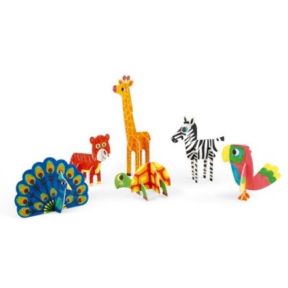 Janod, Творчески комплект, 3D животни за оцветяване, творчество, оцветяване, комплект за оцветяване, 3d животни, животни за сглобяване, творчество