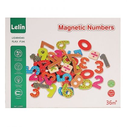 Lelin - Дървени магнитни цифри и знаци - 60 части