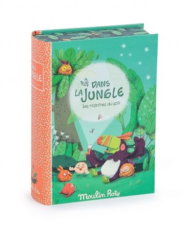 moulin roty, детско приказно фенерче с книга, фенер за приказки, в джунглата, фенерче, фенер, приказки, история, истории, игра, игри, играчка, играчки