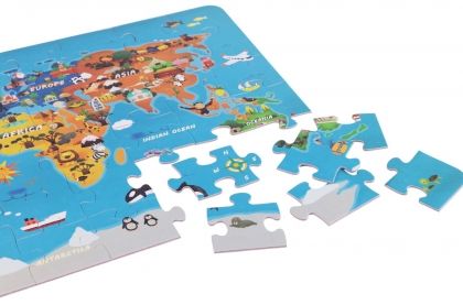 Classic World, пъзел, карта на света, 48 части, карта, карти, карта на света, сглобяване на пъзел, пъзел за деца, puzzle, puzzles  