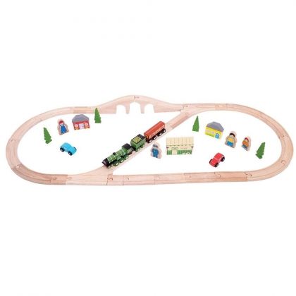 Bigjigs, Дървен влаков комплект, Летящият шотландец, дървени релси за влакчета, дървени релси играчки, влак с дървени релси, релси, дървени релси, игра, игри, играчка, играчки