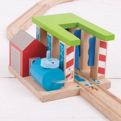 Bigjigs, Автомивка за влакове, дървена автомивка, автомивка играчка, дървена играчка, дървени релси за влакче, игра, игри, играчка, играчки