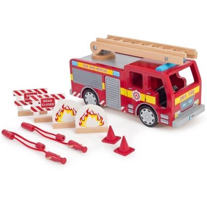 Bigjigs, Дървен пожарникарски камион, пожарникарски камион, пожарна, дървена играчка, дървено камионче, детска играчка, детски играчки, игра, игри, играчка, играчки
