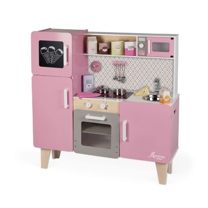 janod, розова кухня за принцеси, кухня за принцеси, розова кухня, дървена детска кухня, дървена кухня, детска кухня, кухня за деца, готвене, кухня, игра, игри, играчка, играчки