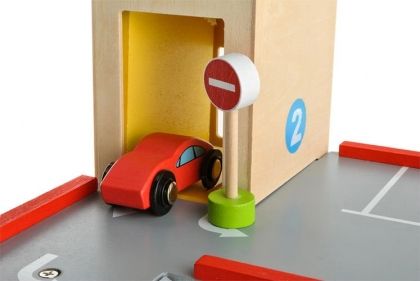 Дървен комплект детски паркинг с аксесоари 
