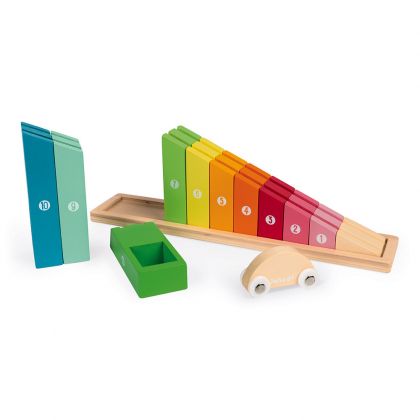Janod - Дървена играчка с количка - Уча се да броя 