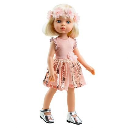 Paola Reina, кукла, винилова кукла, кукли, винилови кукли, кукла за игра, кукла за деца, играчка, играчки, кукла 32 см, кукла с кремава рокля, кукла Клаудия, кукла от винил, кукли Paola Reina
