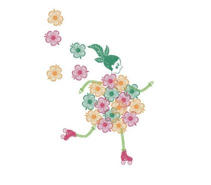 Djeco - Творчески комплект за рисуване с печати - Момичета с цветя 