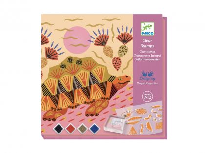 Djeco - Творчески комплект за рисуване с печати - Шаблони с животни