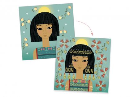 Djeco - Творчески комплект за рисуване с печати - Шаблони с принцеси