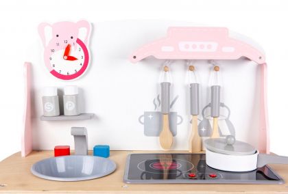 Ecotoys - Дървена детска кухня със звуци и аксесоари 