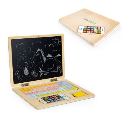 Ecotoys - Дървена образователна магнитна дъска - Лаптоп 