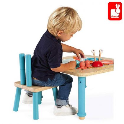 Janod - Регулируемо дървено детско столче - 2 в 1 