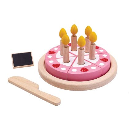 Plantoys, играчка, играчки, дървена играчка, дървени играчки, играчки от дърво, детска дървена торта, дървена торта, торта за игра, детска дървена торта за игра, торта с ягоди и свещички, торта от дърво за игра, торта със свещички и табелка