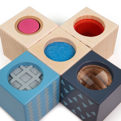 Bigjigs - Дървени сензорни кубчета