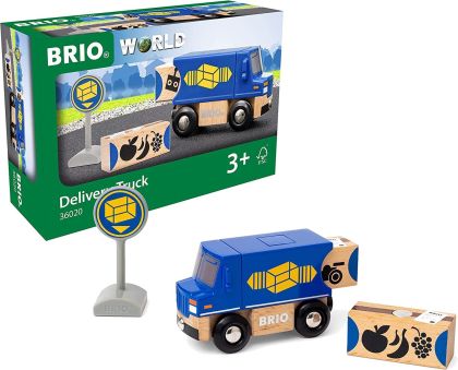 Brio, играчка, играчки, дървена играчка, дървени играчки, комплект камионче за доставки, дървено камионче, камионче със знак, продукти Brio, играчки Brio, дървени играчки Brio, игра с влакчета, влакови комплекти Brio 