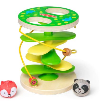 Melissa & Doug, играчка, играчки, спирала с мъниста, падащо дърво за игра, играчка със спирала и плюшени топки, плюшени животни, кръгли животни, дървена игра, игра от дърво, играчка падащо дърво, продукти Melissa & Doug, играчки Melissa & Doug