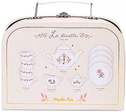 Moulin Roty - Детски комплект за чай в куфарче - Порцелан, 11 части