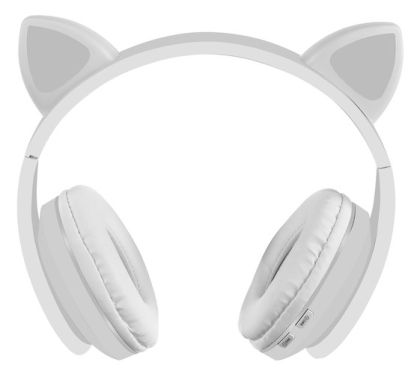 Безжични слушалки с котешки уши - бели