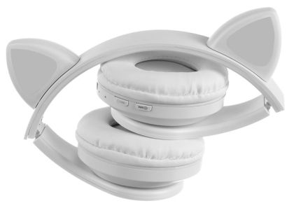 Безжични слушалки с котешки уши - бели