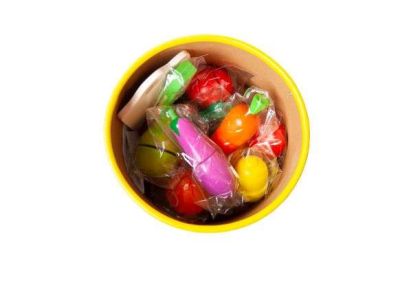 Дървени играчки за готвене - Плодове и зеленчуци с кофа