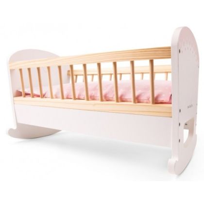 New Classic Toys - Дървено легло-люлка за кукли  - Розово 