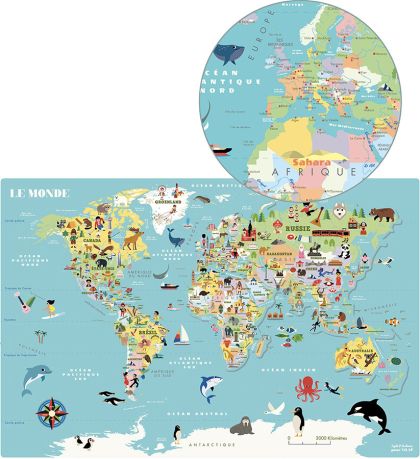 Магнитна карта на света на ангийски език - Vilac