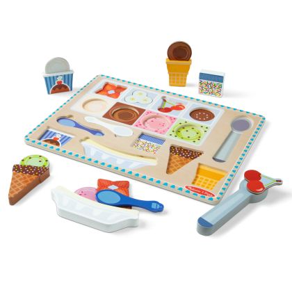 Дървен магнитен пъзел със сладолед и комплект за игра - 16 части - Melissa & Doug