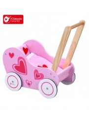 Classic World - Дървена количка за кукли - Розова 