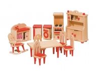 Goki - Обзавеждане за кухня на къща за кукли в червено