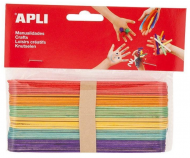 Apli - Дървени цветни плоски пръчици за декорация - 40 броя
