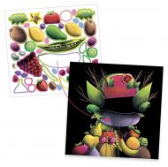 Djeco - Комплект за рисуване със стикери - Плодове и зеленчуци 