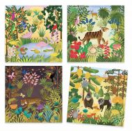 Djeco - Комплект за рисуване със стикери - Диви животни 