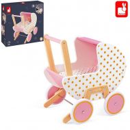 Janod, играчка, играчки, дървена играчка, дървени играчки, дървена количка за кукли, розова количка за кукли, детска количка за кукли, игра с кукли, дървена розова количка за кукли, продукти Janod, играчки Janod