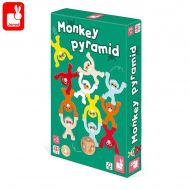 Janod - Дървена игра за баланс - Пирамида от маймунки 