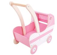 Bigjigs - Дървена количка за кукли - Розова